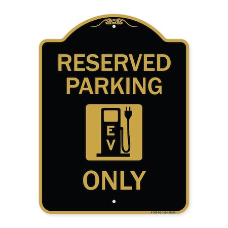 Signmission Ev W/ Electric Vehicle Charging Station Graphic, Black & Gold Alum Sign, 18" x 24", BG-1824-24089 A-DES-BG-1824-24089